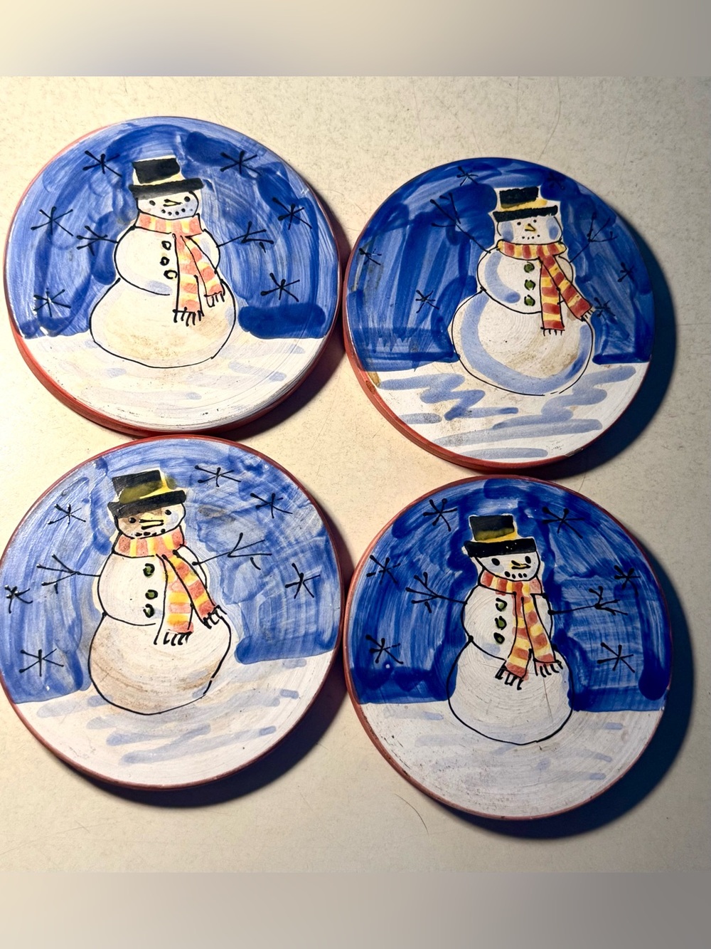 Vintage Snowman Coaster Set Mesa International - Handcrafted in Hungary